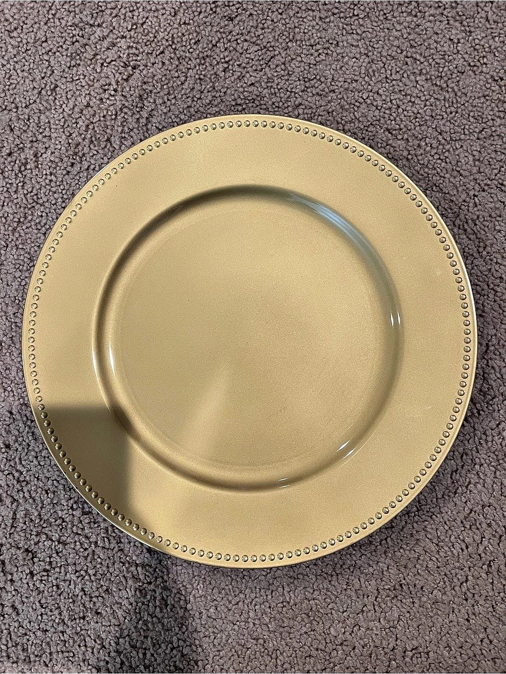 4 pcs Decorative Gold Plated Plastic Charger Plate with Beaded Rims